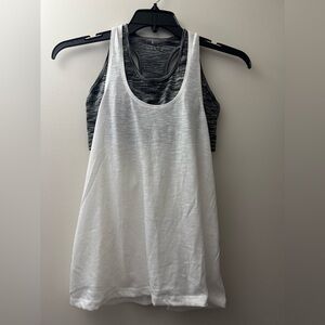 Women's White and Black Tank Top